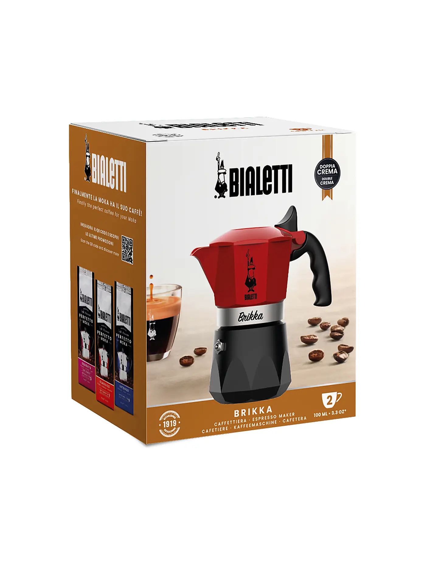 BIALETTI | Espressokocher BRIKKA 2 Tassen Gelb / Schwarz | rot